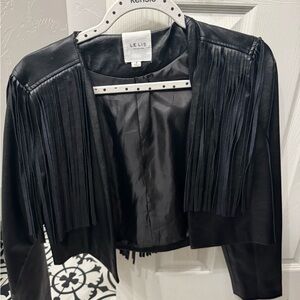 LENIS Cropped Fringe Leather Jacket